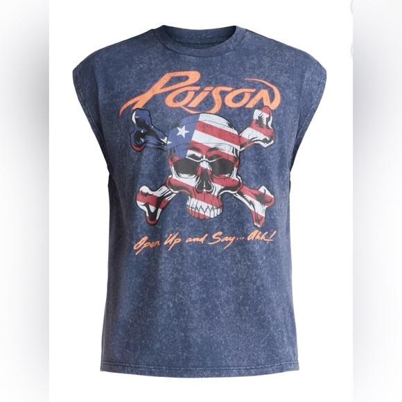 Poison Men's and Big Men's Front Back Graphic Muscle Band Tee - Picture 1 of 6